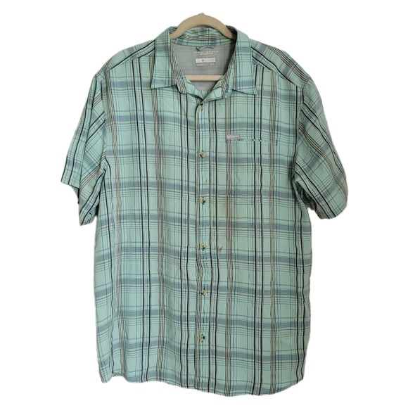 Columbia Other - Columbia Shirt Mens XL Green Plaid Button Short Sleeve Omni Wick Sun Protection